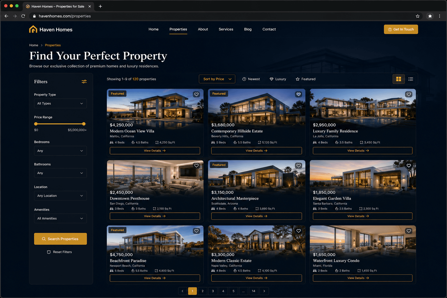 Haven Homes website